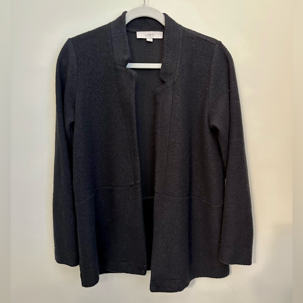 LOFT Black Knit Open Sweater Blazer size Small